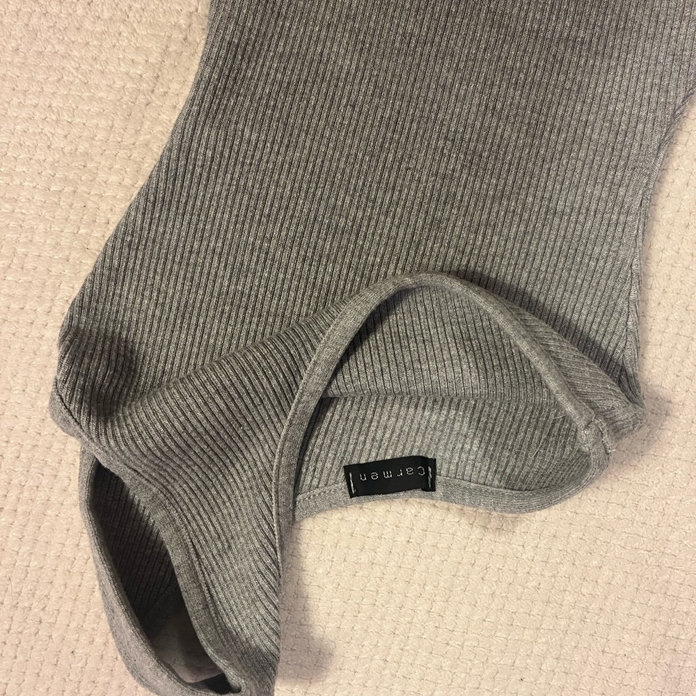 Grey Ribbed One Piece - Picture 2 of 3
